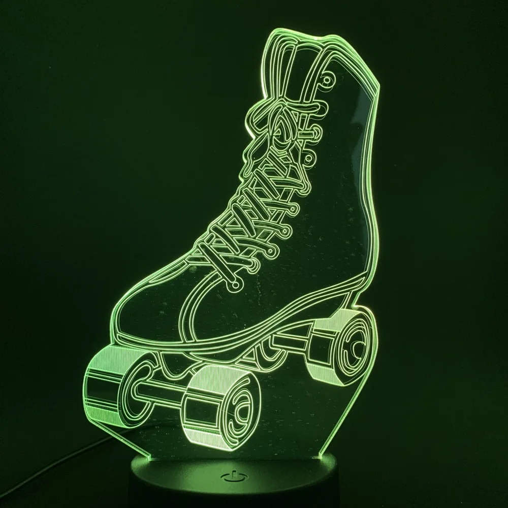Для малышей детей девочек Спальня настольная лампа роликовые коньки 3d