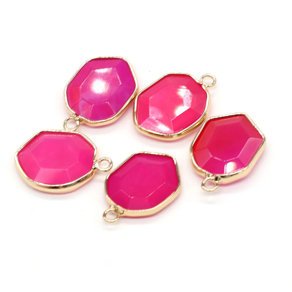 

2pcs Section Natural Stone Faceted Pendants Charms Synthetic Rhodochrosite for Earring Necklace Bracelet Jewelry Making DIY