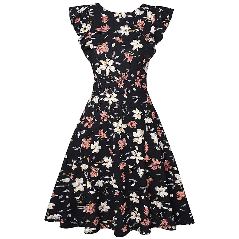 Женское винтажное коктейльное платье трапециевидной формы с оборками и