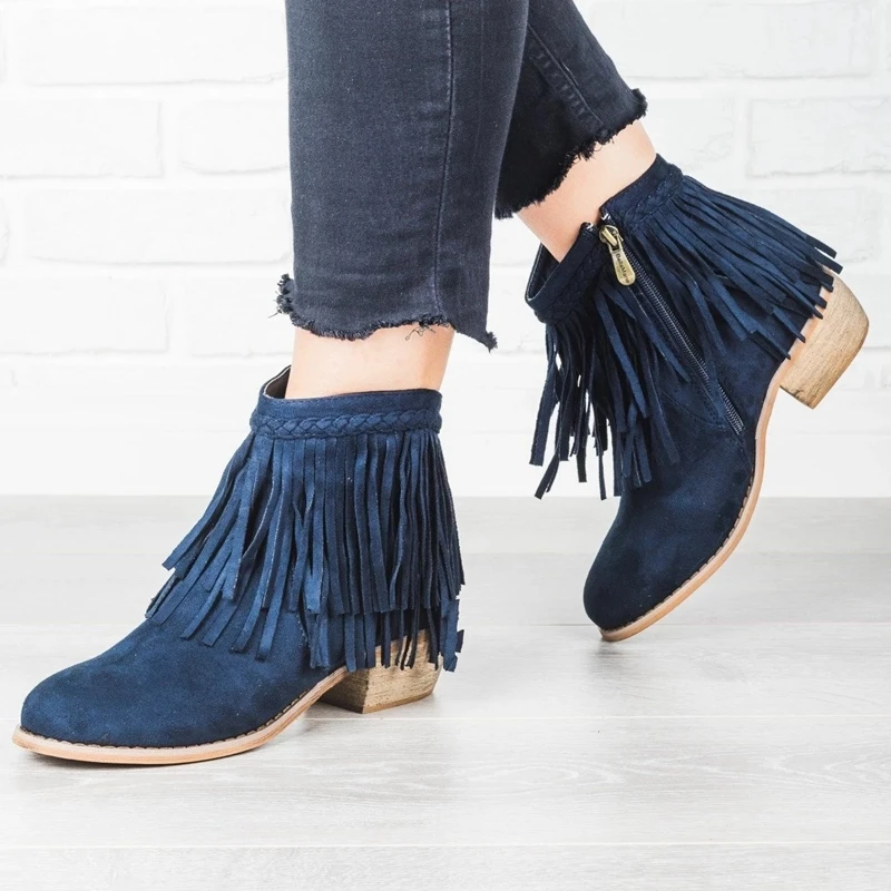 Однотонные кисточки Botas Mujer обувь на каблуке Zapatos De слипоны ботильоны женская