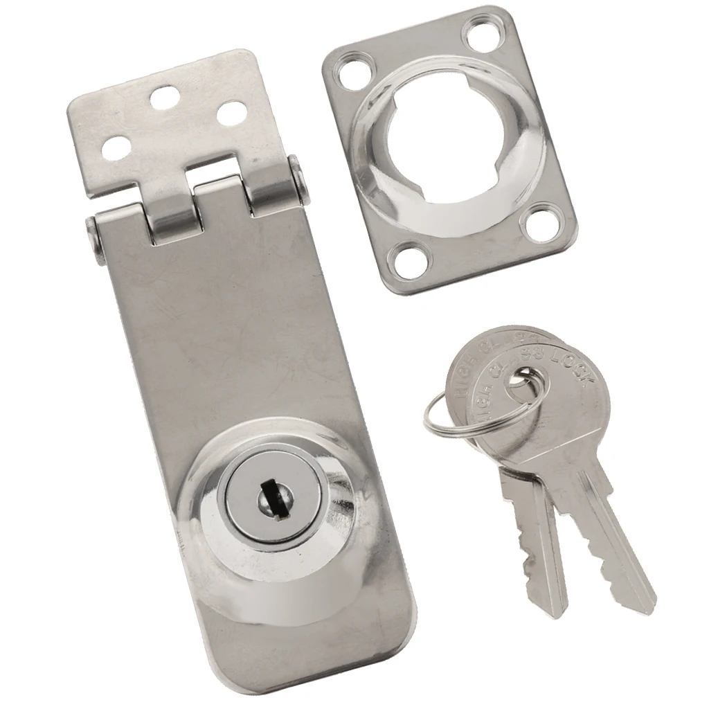 

1 Pcs Marine 304 Stainless Steel Safety Hatch Cabin Lock Latch Hasp With 2 Keys For Boat Yacht Marine