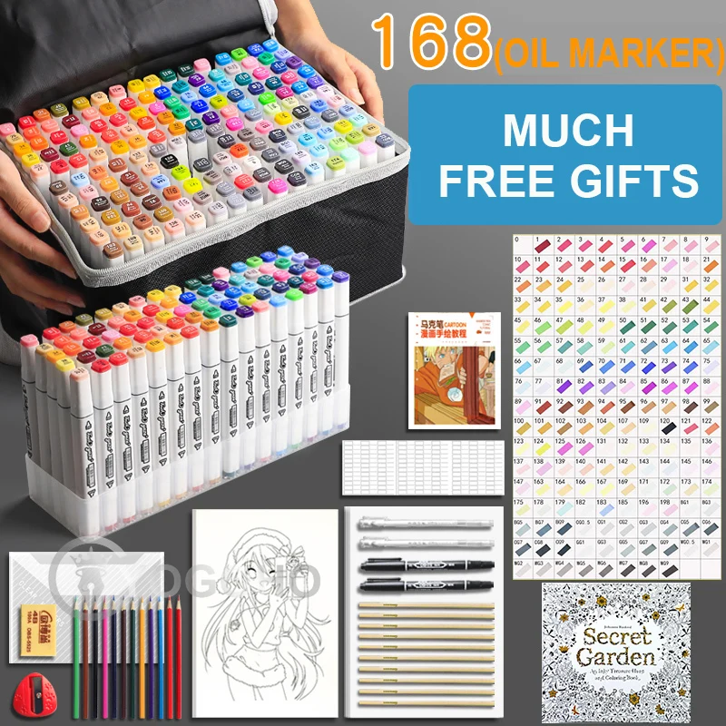 

TOUCH Brush Pen markers Art Supplies for Manga Drawing lettering calligraphy alcohol Markers Set 24/36/40/60/80/168 Colors Pen