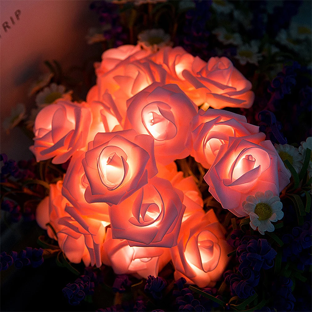 

3m 20 LED Rose Flower LED String Lights Battery Operated Christmas Holiday Lights For Valentine Wedding Party Home Decoration