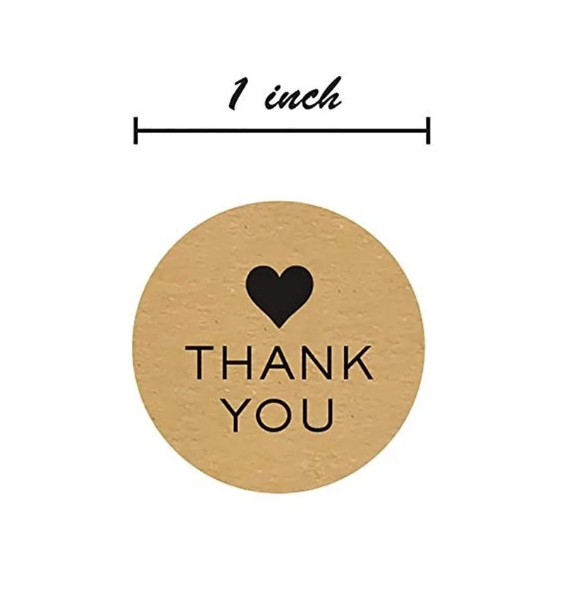 Натуральный Крафт Спасибо стикер s1 дюймов круглые 500 этикеток в рулоне милые