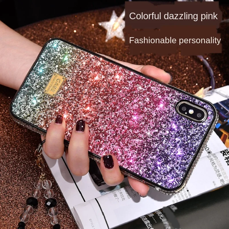 

Rainbow sticker diamond for iPhone 6 7 8 plus X XR XS MAX SE20 11 12Pro Shockproof glitter side diamond shell