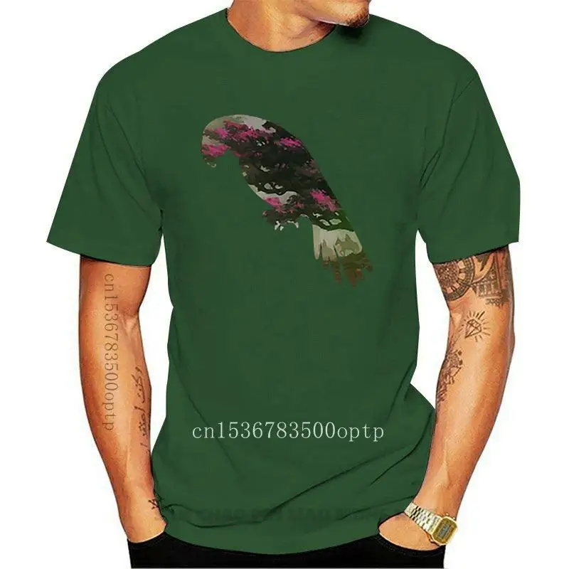 

Customized Tee Shirt Euro Size S-3xl Parrot Fantasy Nature Forest Double Exposure Pictures Natural HipHop Top men's T Shirt