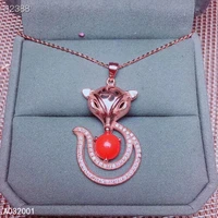 kjjeaxcmy fine jewelry natural red coral 925 sterling silver women pendant necklace chain support test exquisite