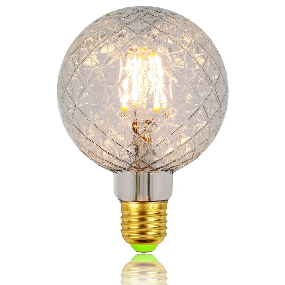 TIANFAN Edison ЛАМПЫ G95 кристальная лампа Светодиодная в форме шара-глобуса винтажная нить 4 Вт декоративная лампа накаливания - Испускаемый цвет: 2700K Clear