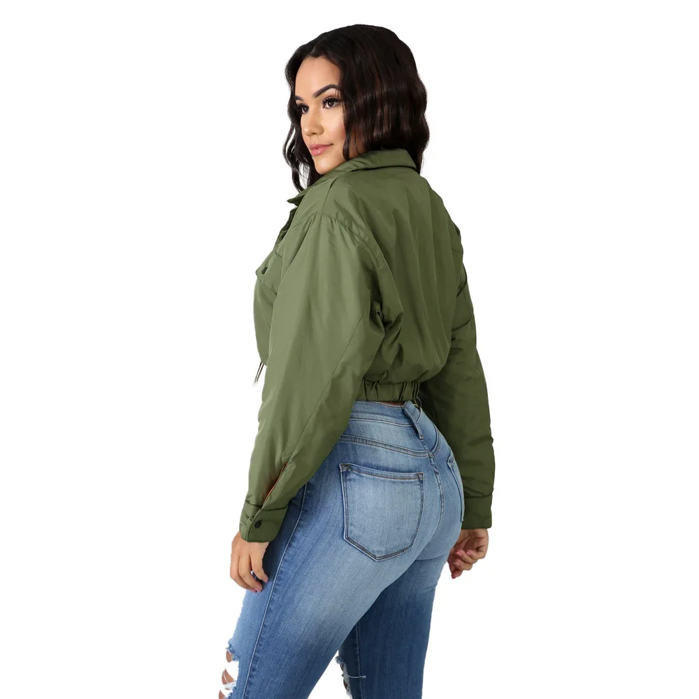 

Autumn Winter Moto Biker Puffer Coat Jackets Fashion Clothes for Women Streetwear Warm Turn Down Collar Long Sleeve Crop Outwear