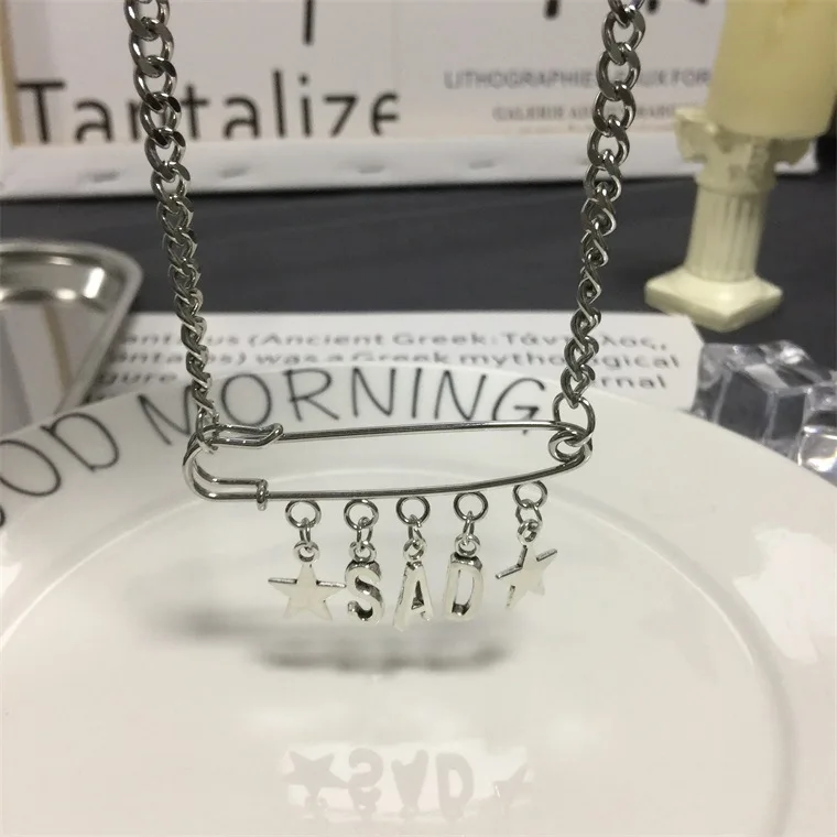 Крутой чокер в стиле Харадзюку С печальными буквами и звездами ожерелье из