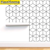 haohome black and white geometric wallpaper peel and stick hexagon self adhesive wall paper drawer liner roll for home use
