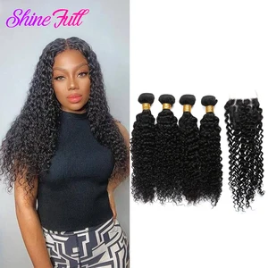 Бразильские кудрявые человеческие волосы, 4 пряди, 8-28 дюймов