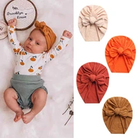 solid baby cotton beanies cute bear ear bowknot turban hats sweet soft 0 4t elastic caps for newborn baby boy girls headwraps