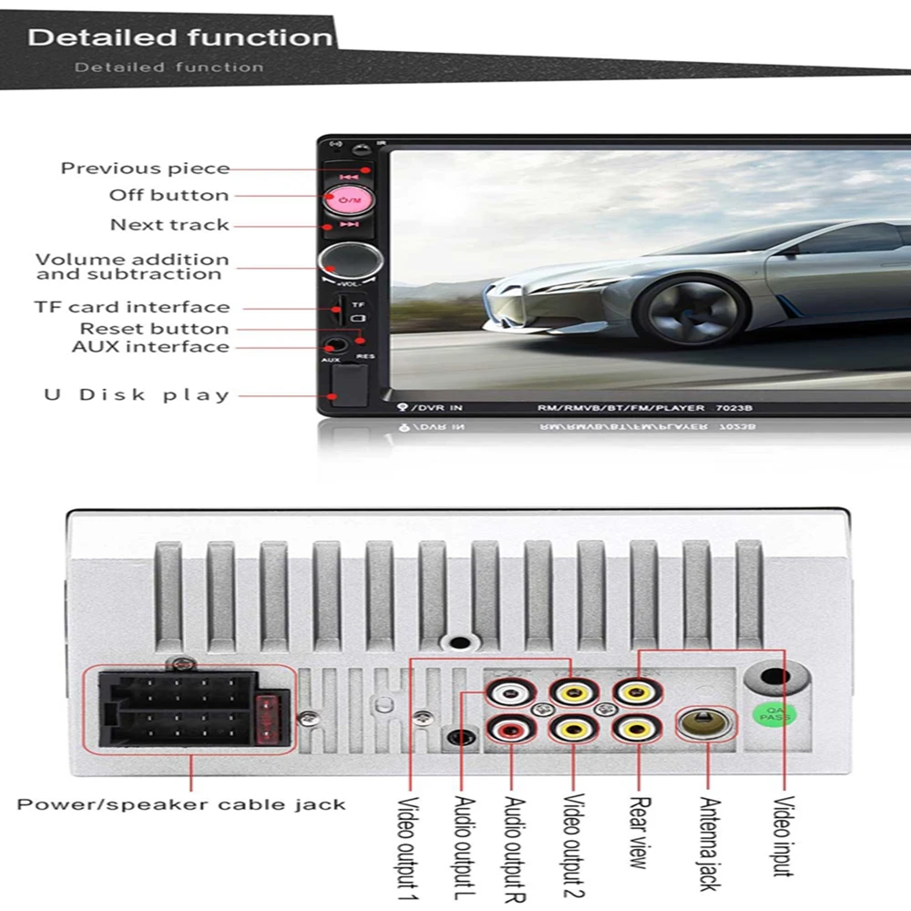 7 дюймов 2DIN HD радио автомобильный MP5 MP3-плеер видео Bluetooth FM радио AUX USB Музыка сенсорный экран тире стерео Горячая Прямая