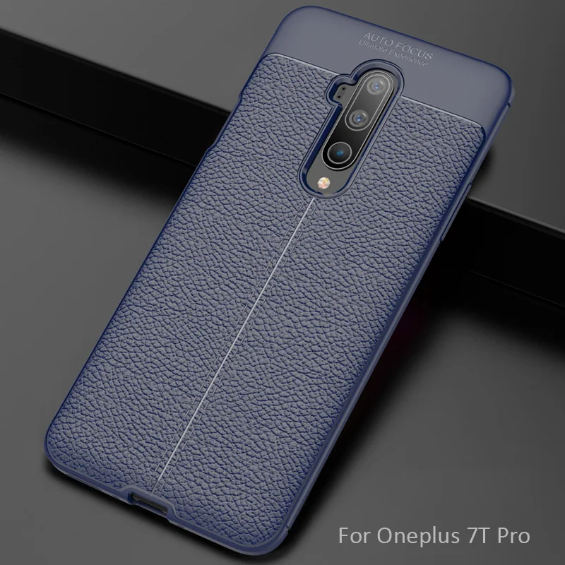 Кожаный чехол с текстурой личи для Oneplus 7 7T Pro матовый, мягкий, из ТПУ силиконовый чехол