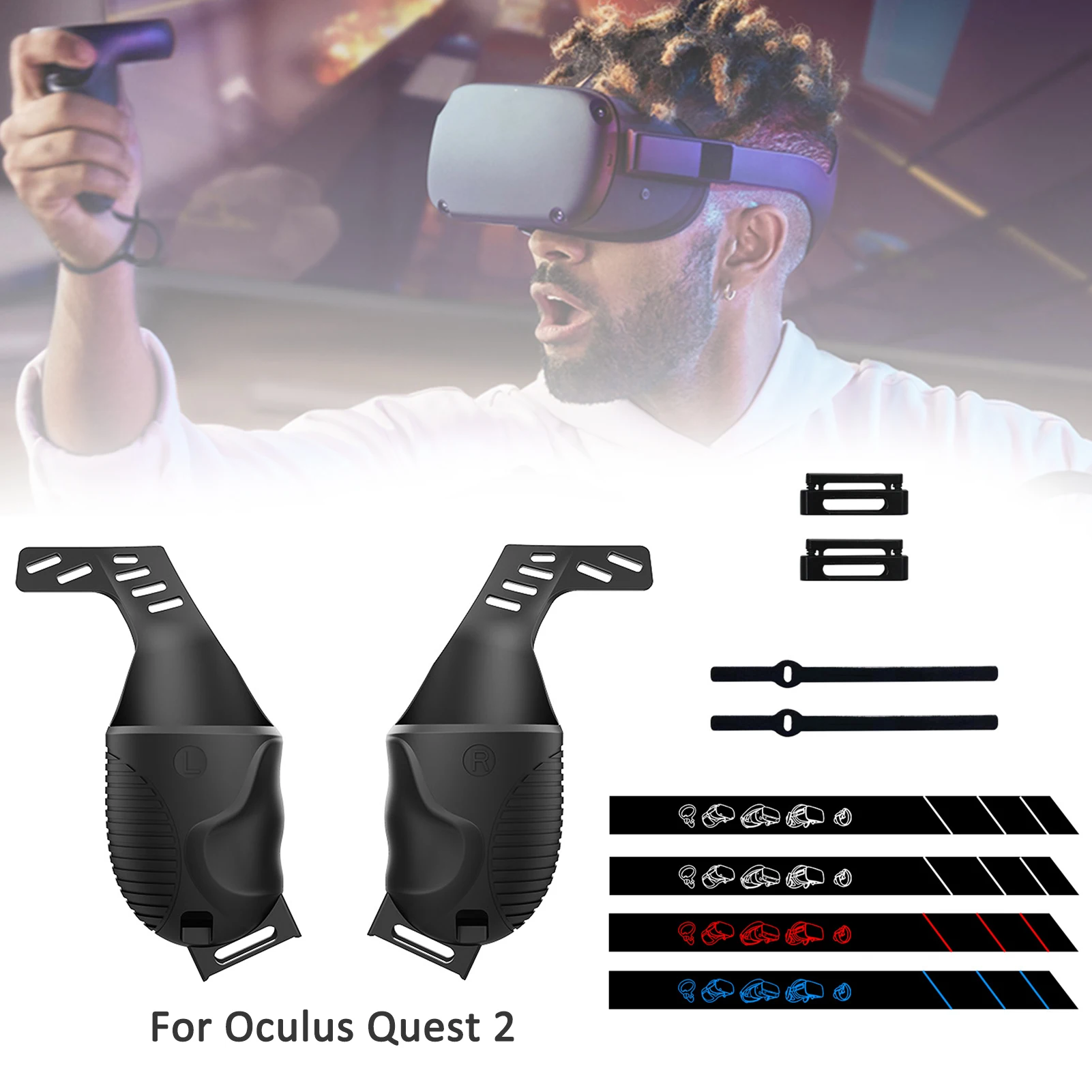 

2021 VR Touch Controller Case Protective Cover for Oculus Quest 2 anti-sweat handle protection cover with adjustable wrist strap