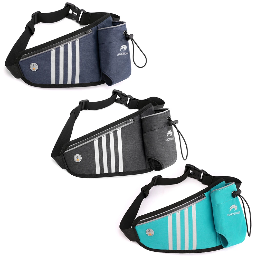 

Спортивные, поясные сумки с держателем для бутылки для воды для мужчин и женщин, легкая водонепроницаемая поясная сумка, удобная Светоотраж...