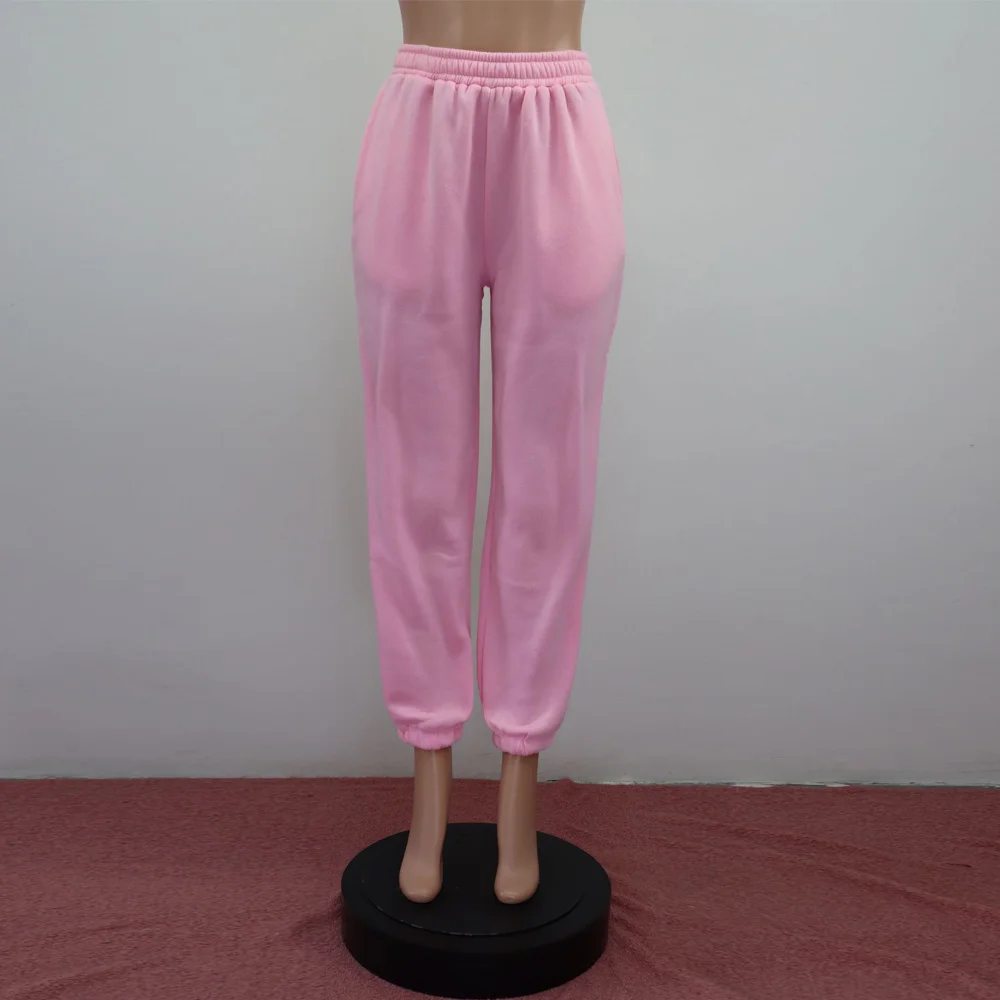 

Activewear Solid Casual High Waist Baggy Pant Women Fashion Pockets Loose Full Length Trouser Streetwear Cargo Jogger Sweatpant