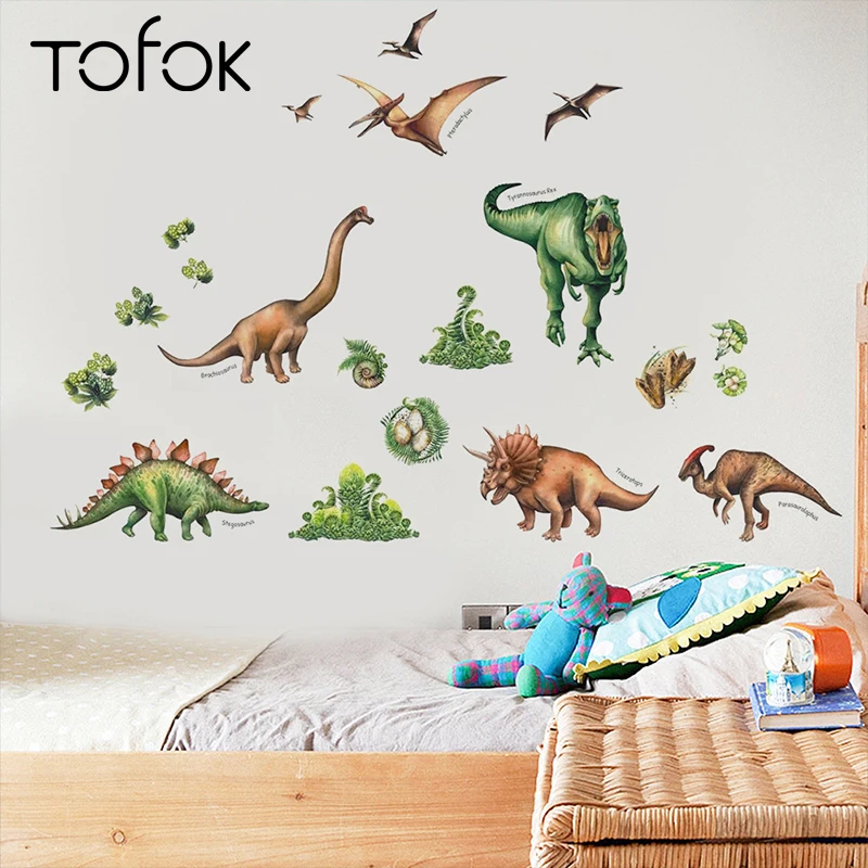 

Tofok Динозавр мир растения DIY Детская комната фон для детского сада декор наклейки DIY самоклеящиеся росписи наклейки