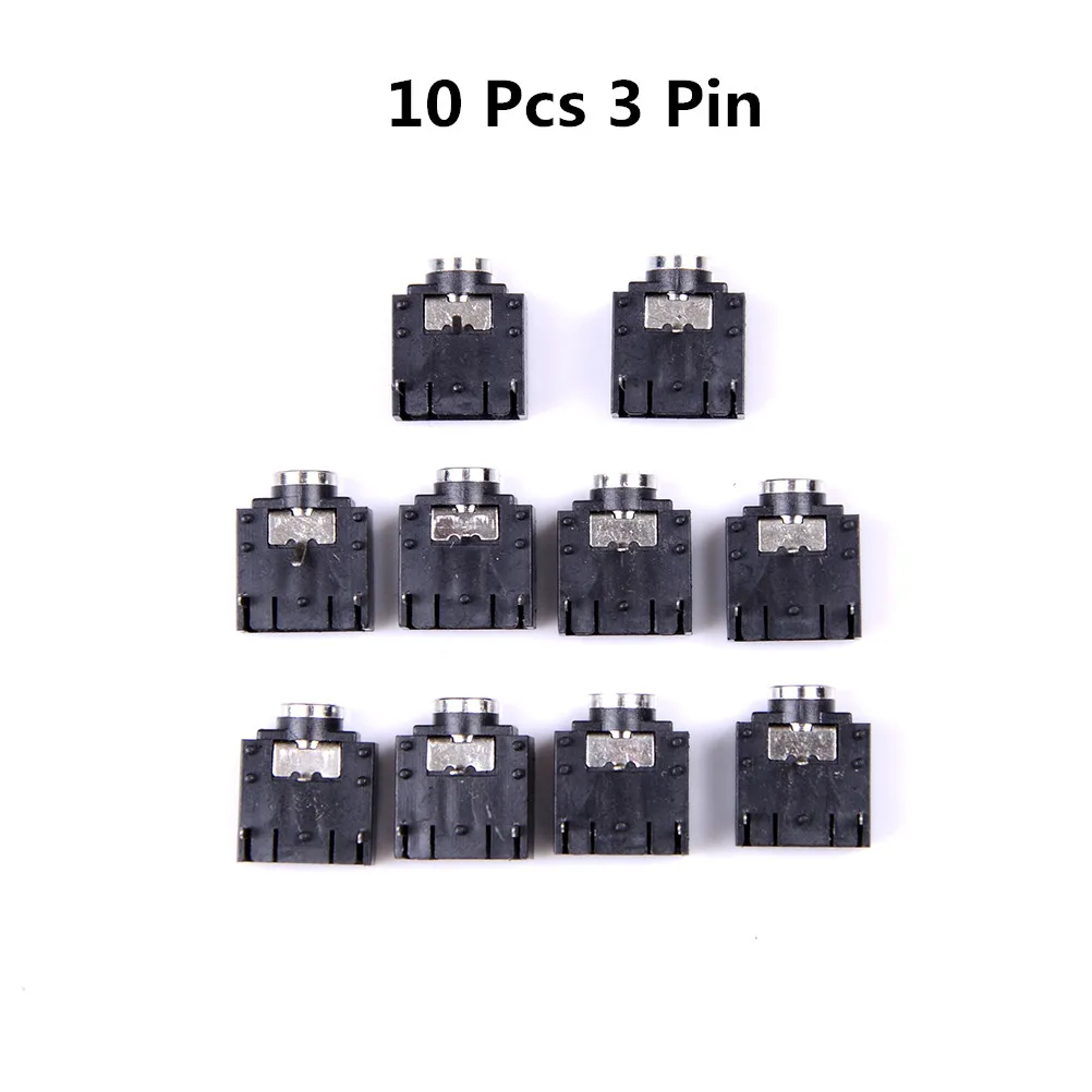 

10 шт. 3 Pin Черный PCB Крепление Женский 3,5 мм стерео разъем правый угол монтажа PCB