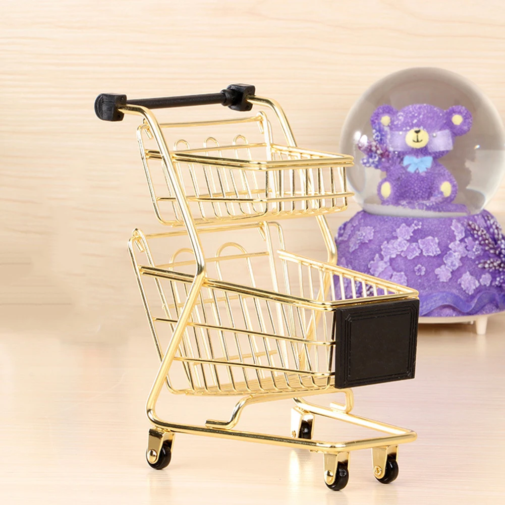 Мини Тележка для покупок с двойными ручками из кованого железа имитация