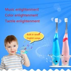 Детская Sonic зубная щётка Зубная щётка электрическая щетка Водонепроницаемый музыкальный Дельфин Форма светодиодный светильник 2 минуты напомнить уход за зубами для возрастов 3 + лет