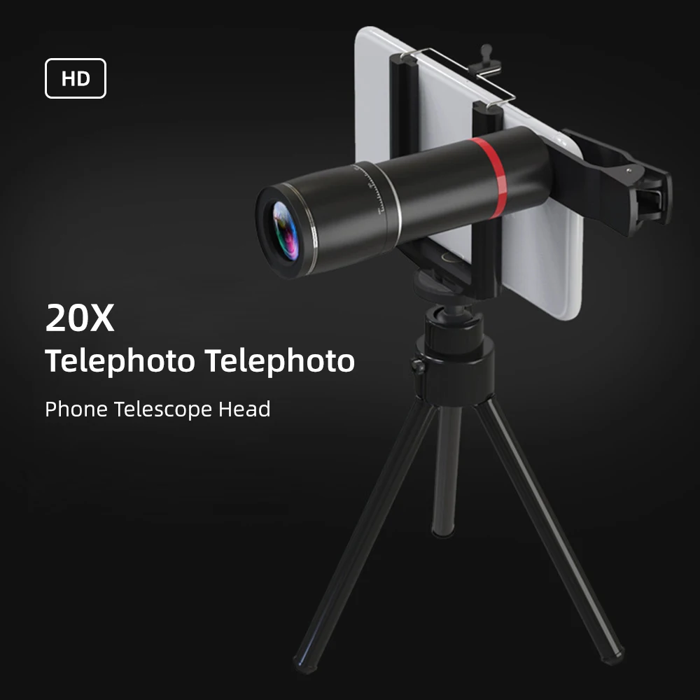 Объектив для мобильного телефона 20X из сплава HD супер широкоугольный штатив