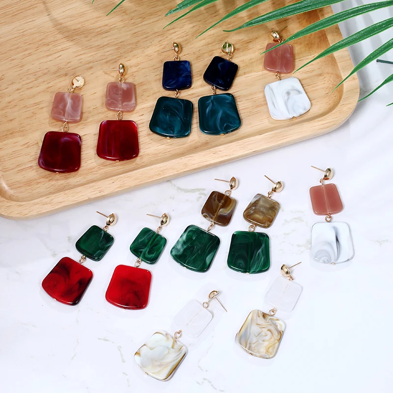 Модные Разноцветные Акриловые геометрические серьги для женщин винтажные