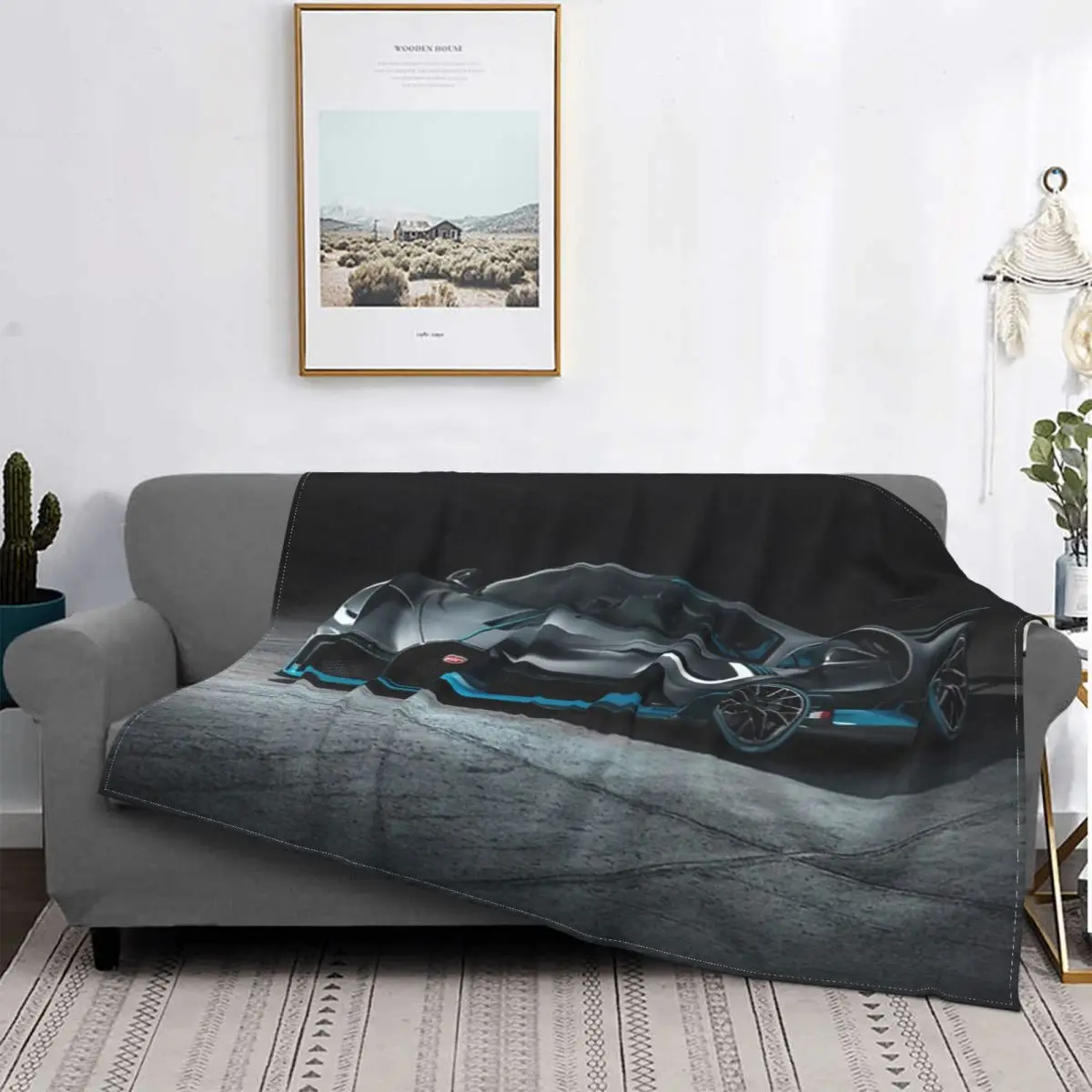 

Bugatti Merchandise-Manta a cuadros para cama, ropa de cama, manta de lana para bebé