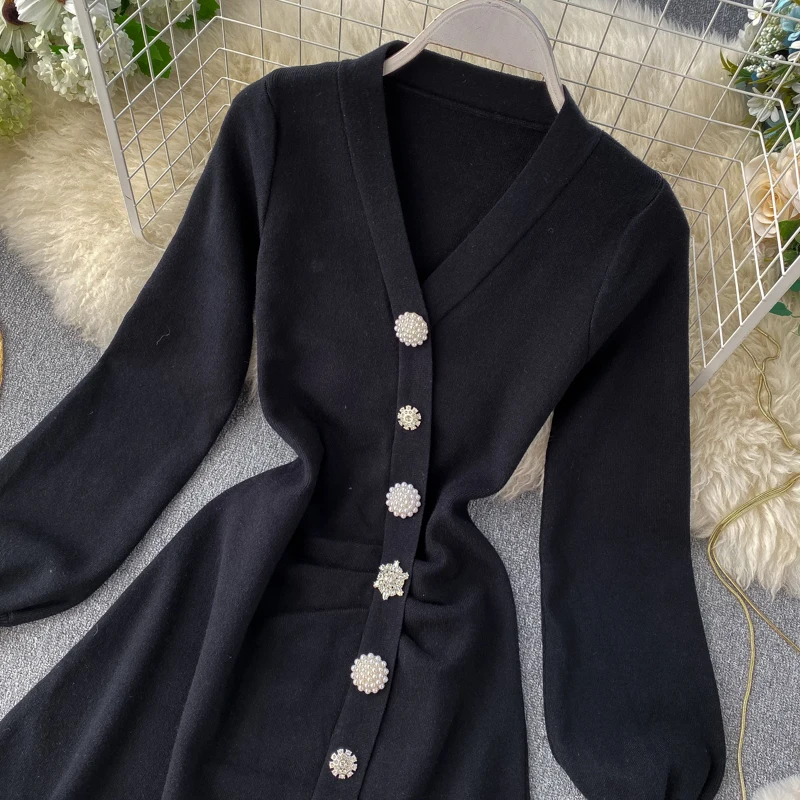 Коробов осень зима женские вязаные вечерние Ночное платье в винтажном стиле с