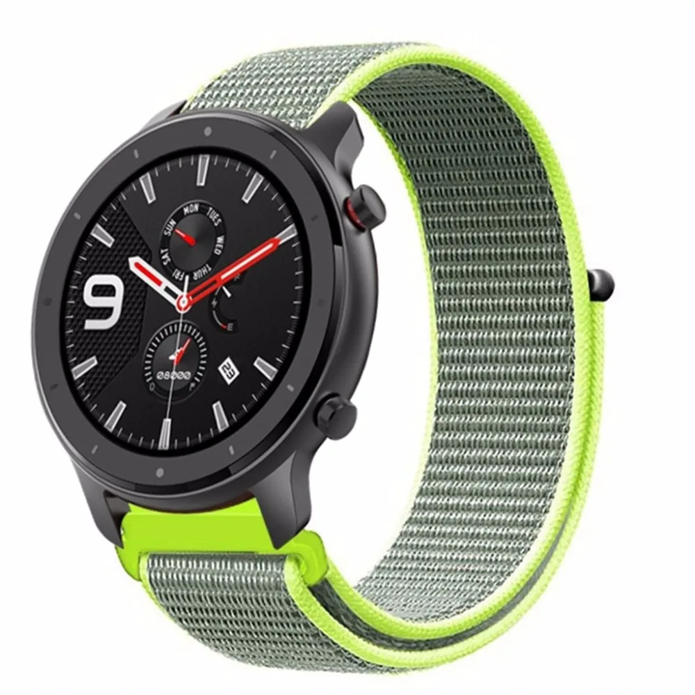 Спортивный нейлоновый ремешок для часов для Xiaomi Huami Amazfit Bip Lite Pace Stratos GTR 47 мм 42 мм Смарт-часы аксессуары браслет ремень для huawei Watch GT Active Honor Magic 20 мм 22 мм ремешок