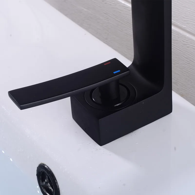 Матовый черный латунный корпус для раковины смеситель ванной комнаты с одной