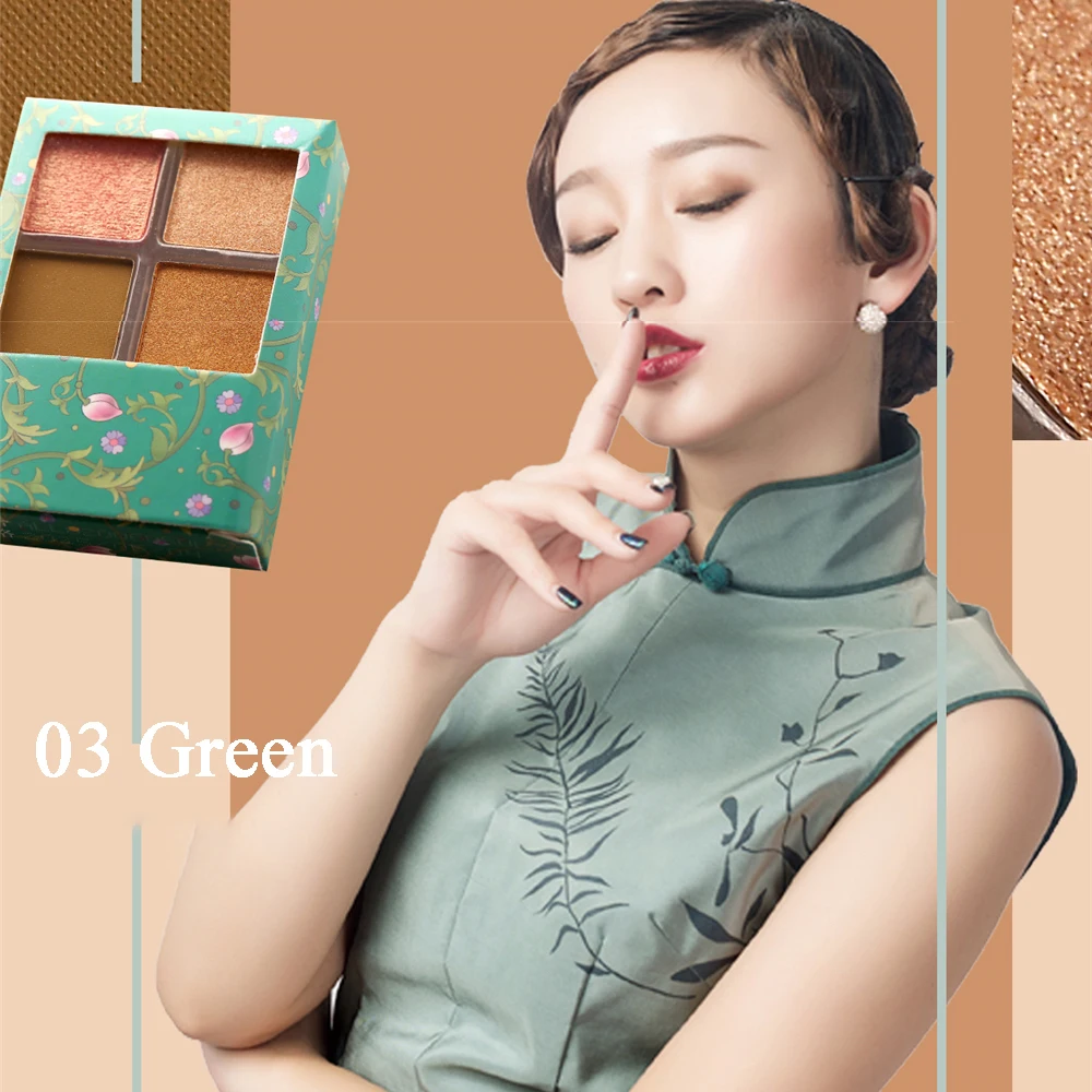 Китайские мини тени для век палитра макияжа матовые блестящие 4 цвета мерцающие