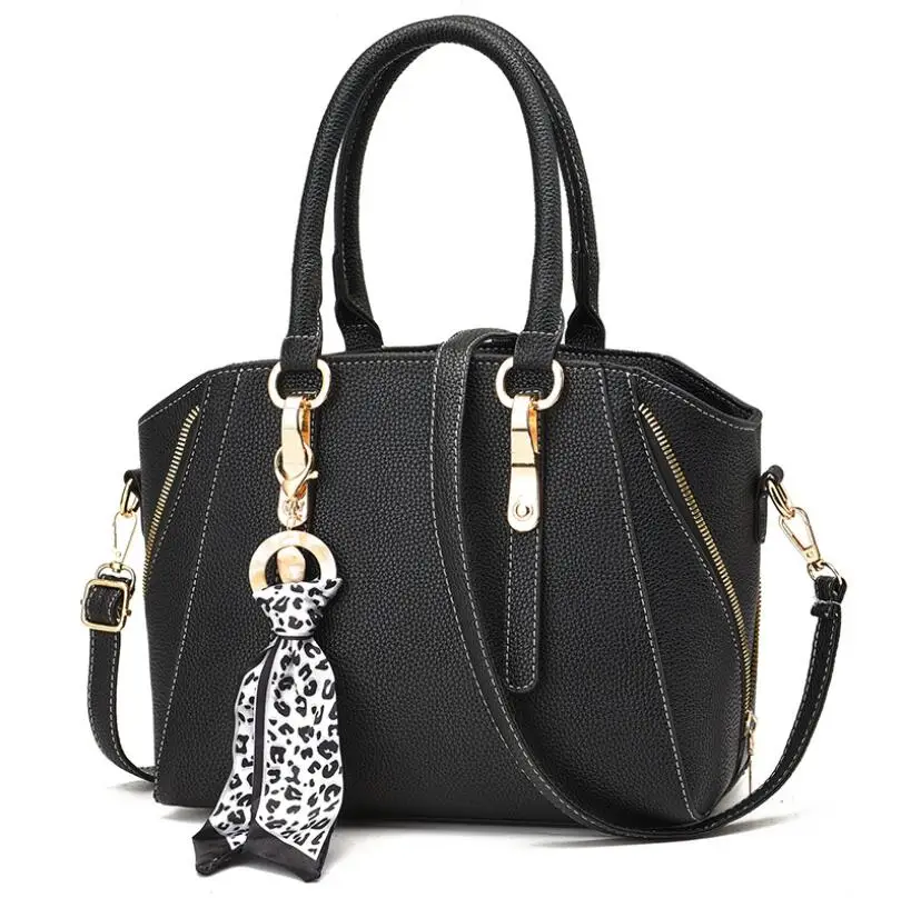 

2021 winter new silk scarf ornaments handbag litchi pattern shoulder messenger bag large capacity tote womens bag Sac A Main