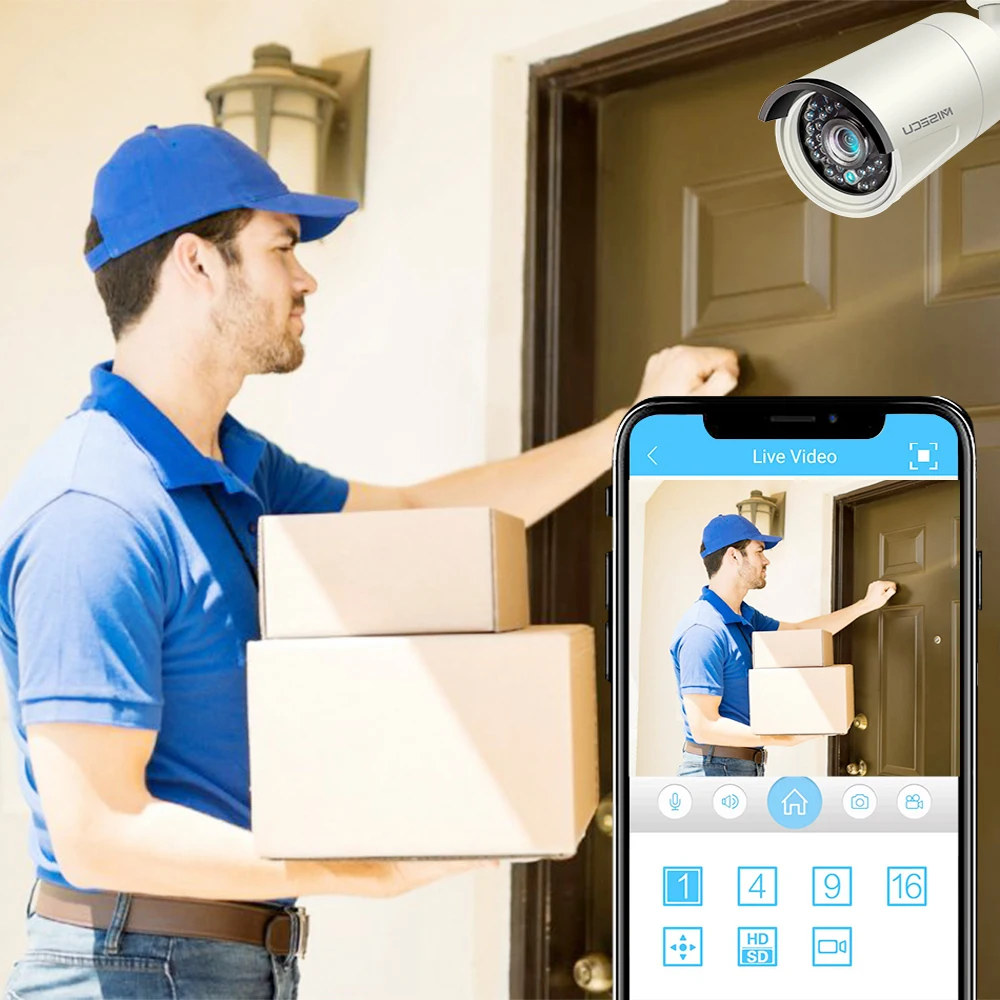 

MISECU HD 1080P POE IP Camera Audio Record Human Detected Outdoor Waterproof Security Camera for POE CCTV Video Surveillance Kit