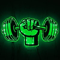 barbell power weightlifting led wall light sign dumbbells strength home gym workout room d%c3%a9cor lighting manvcave fitness lamp