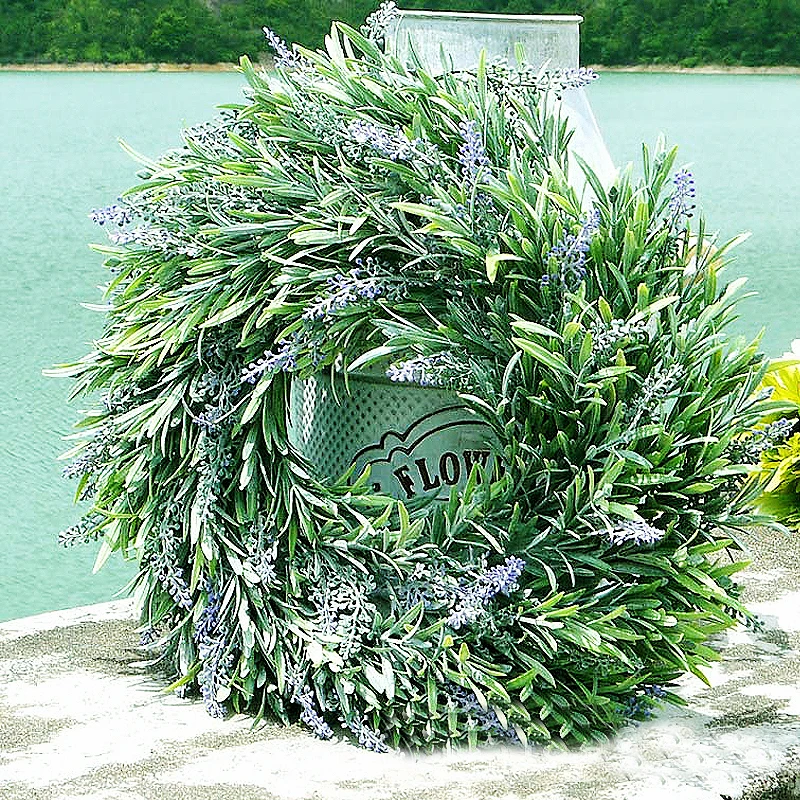 

Artificial Flowers Ring Garland Simulation Lavender Wreath Knocker Background Home Wedding Party Decoration Holiday Gifts DIY