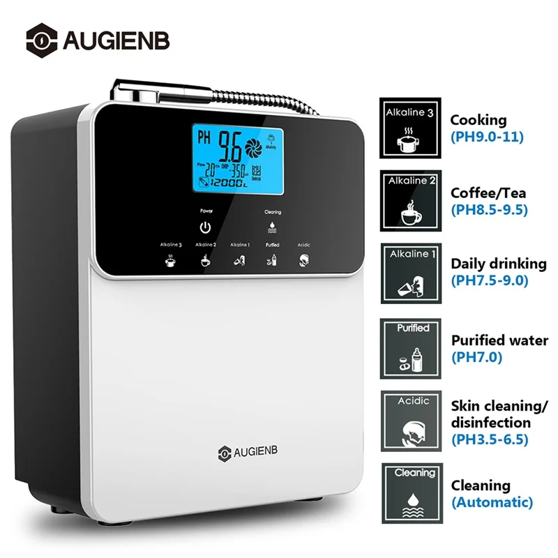Белый Augienb 12000L ионизатор воды очиститель машина PH3.5-11 щелочной кислотой регулировка 5 режимов настройки автоматическая очистка сенсорный ЖК-фильтр для воды - Цвет: Белый