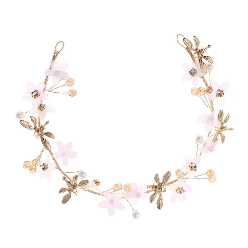 

Floral Headband Gold Leaf Flower Wedding Bride Tiara Headdress Ornament Hairband