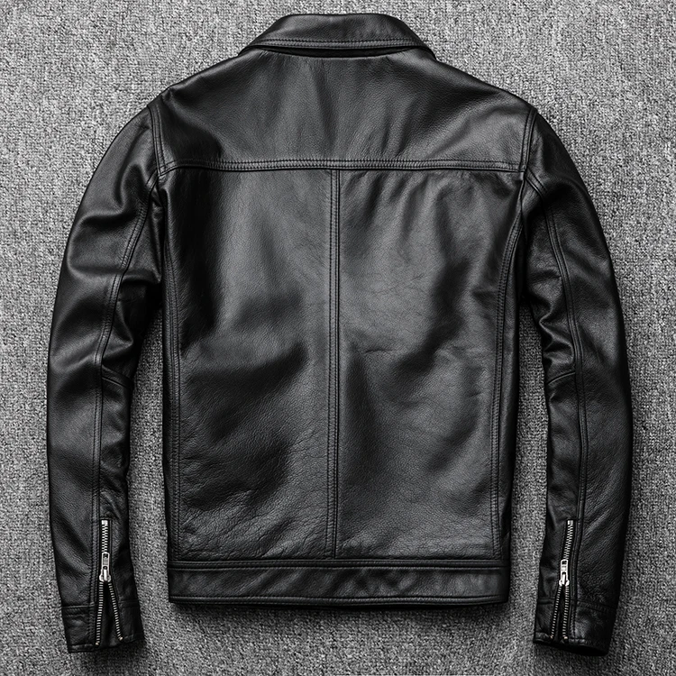 AMEKAJI head layer cowhide retro stone mill do old leather leather motorcycle leather jackets men brief paragraph