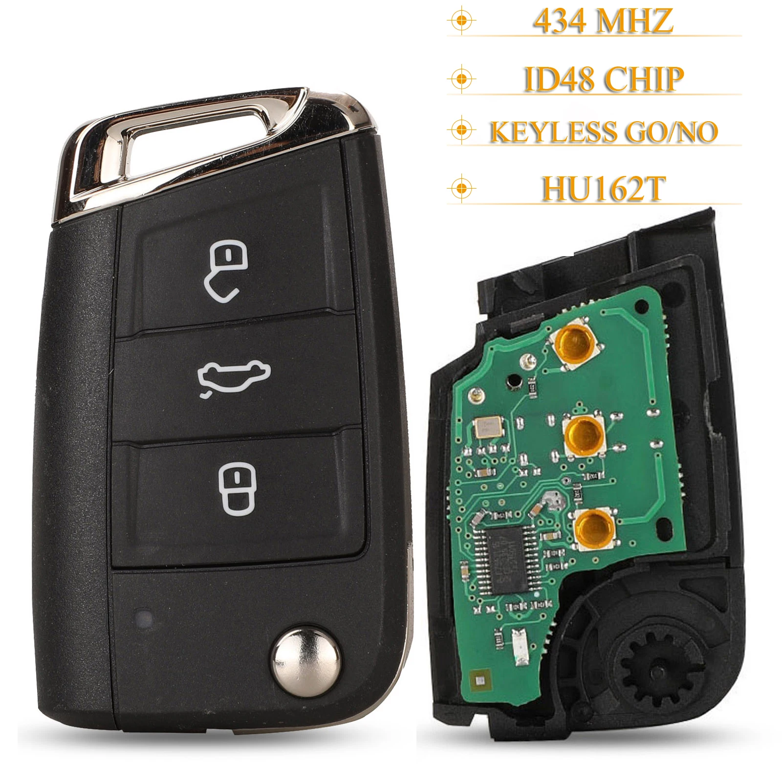 Kutery 3 кнопки дистанционного ключа для VW Seat Golf 7 MK7 Touran Polo Tiguan без Go/не смарт ключ 434