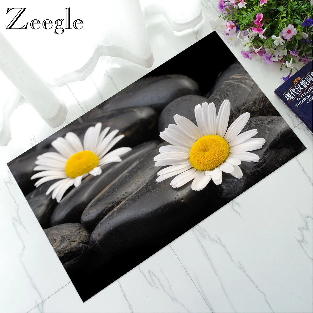 Zeegle 3D камень печатных Ванная комната коврик Кухня анти скольжения ковры коврики