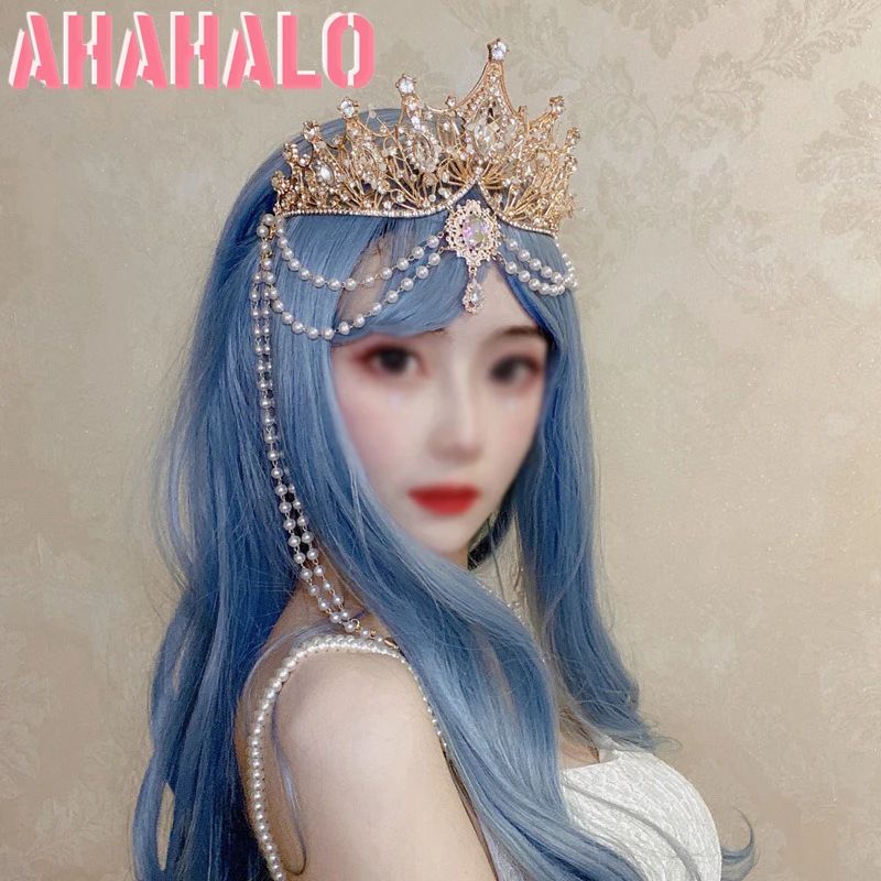 Готическая Корона KC Halo Lolita Великолепная цепочка из бисера кулон Золотая Черная