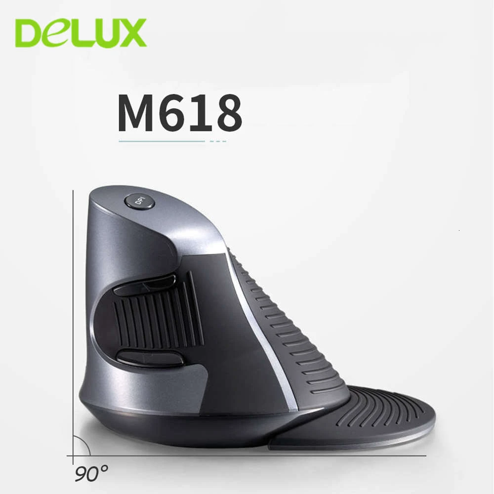 Delux Вертикальная игровая мышь 1600DPI Эргономичный дизайн оптическая Mause USB