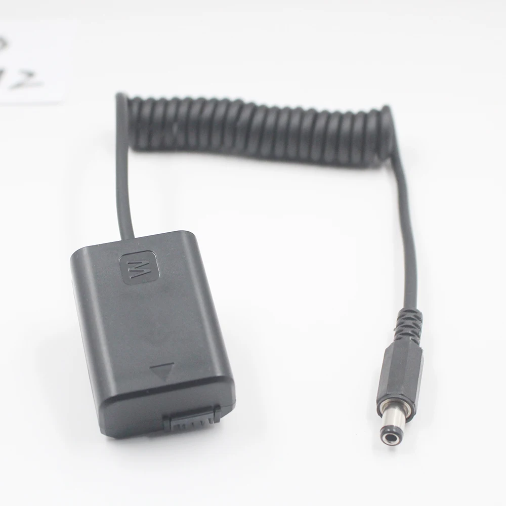 NP FW50 Dummy Battery NP-FW50 Coupler Adapter with Dc Male Connector Power Coiled Cable for Sony A7 A7r A7000 A6500 A6000 A5000 |