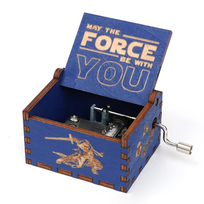 Star Wars 2 -Blue Прямая деревянная резьба ручная работа музыкальная шкатулка Звездные войны Музыкальная Коробка Рождественский подарок на год подарок на день рождения - Цвет: Star Wars 2 -Blue