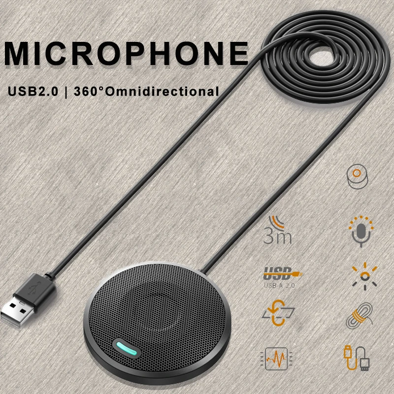 

Computer USB Microphone Omnidirectional Wired Condenser Microfono Professionnal Conference Micphone professionnel for Laptop