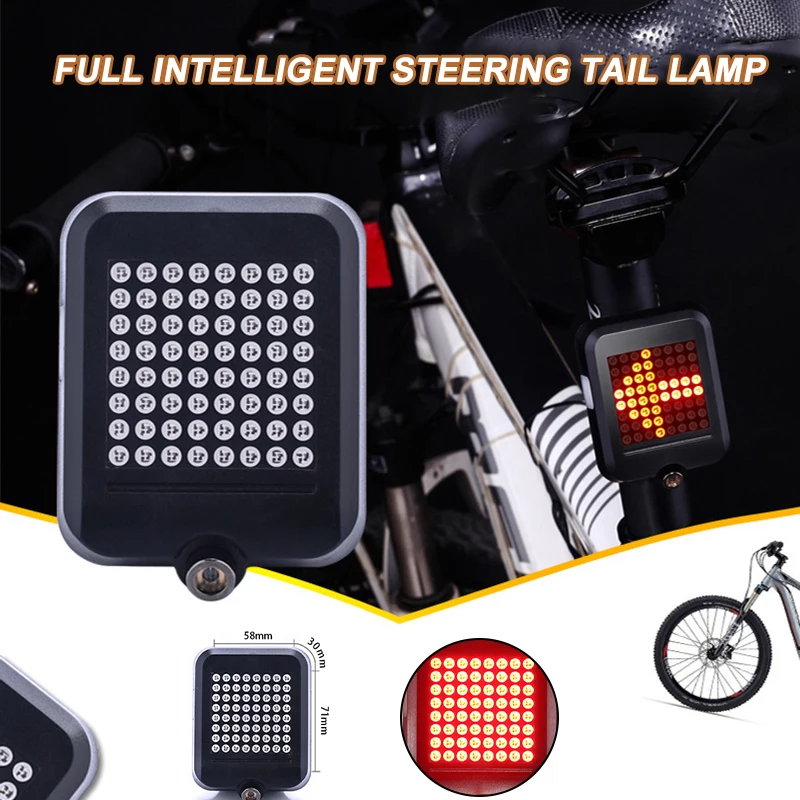 

LED Automatic Direction Indicator Bicycle Lights Smart Induction Steering Safety Warning Turn Signals Light Cycling Taillight XR