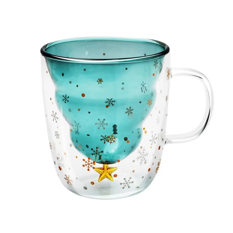 Креативная стеклянная кофейная кружка с двойными стенками милое Рождественское