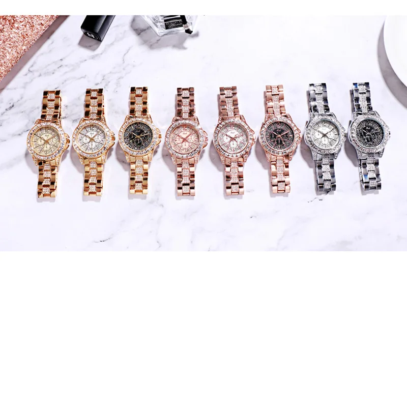 Diamante Ladies Watch Diamond Fully-jewelled The Women's Fashion Waterproof Quartz for Women 2020 Free Shipping | Наручные часы